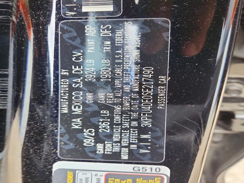 Aukcja sprzedaży 2025 Kia K4, vin: 3KPFU4DE0SE217490, numer aukcji: 41588676