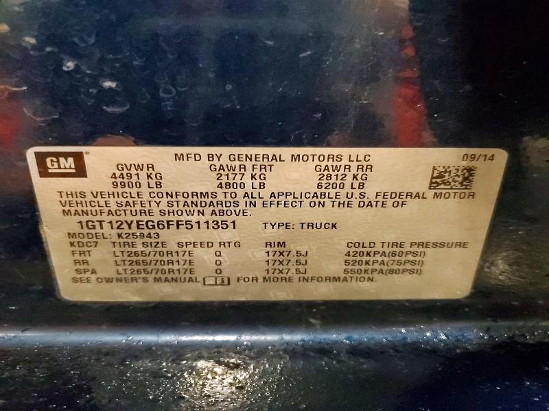 Aukcja sprzedaży 2015 Gmc Sierra, vin: 1GT12YEG6FF511351, numer aukcji: 47429116