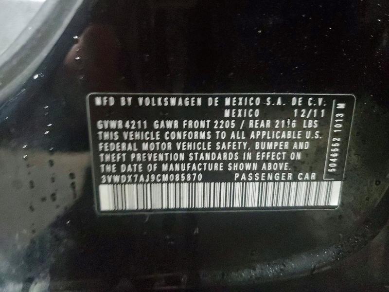 2012 Volkswagen Jetta მანქანა იყიდება აუქციონზე, vin: 3VWDX7AJ9CM085870, აუქციონის ნომერი: 79549125