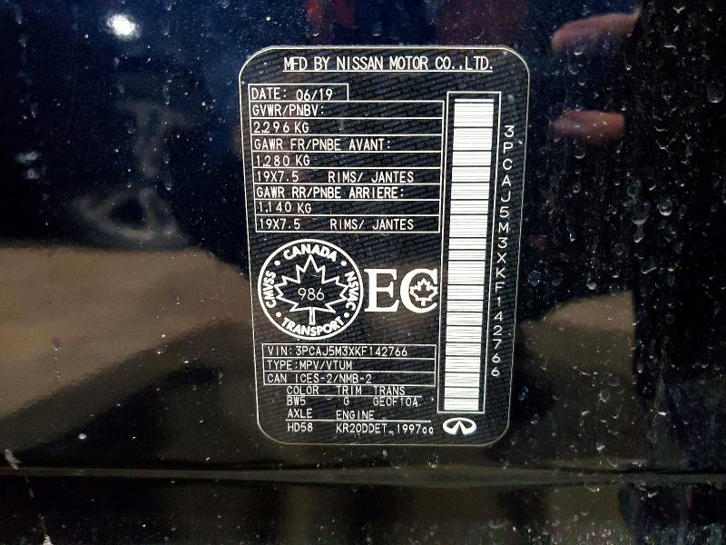 Aukcja sprzedaży 2019 Infiniti Qx50, vin: 3PCAJ5M3XKF142766, numer aukcji: 79997435