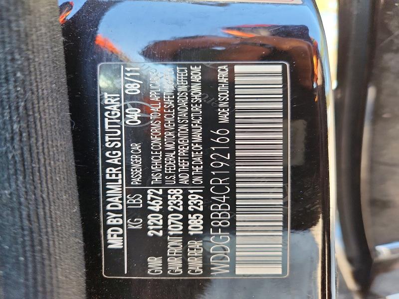 Aukcja sprzedaży 2012 Mercedes-benz C, vin: WDDGF8BB4CR192166, numer aukcji: 46815556