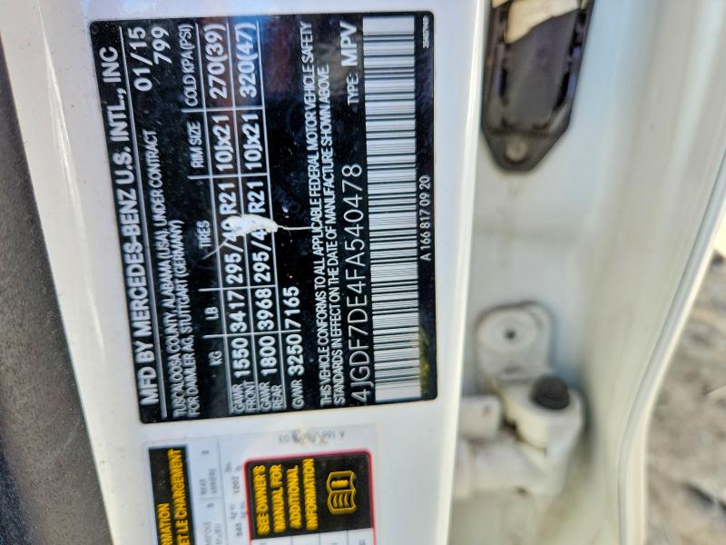 Aukcja sprzedaży 2015 Mercedes-benz Gl, vin: 4JGDF7DE4FA540478, numer aukcji: 46736766