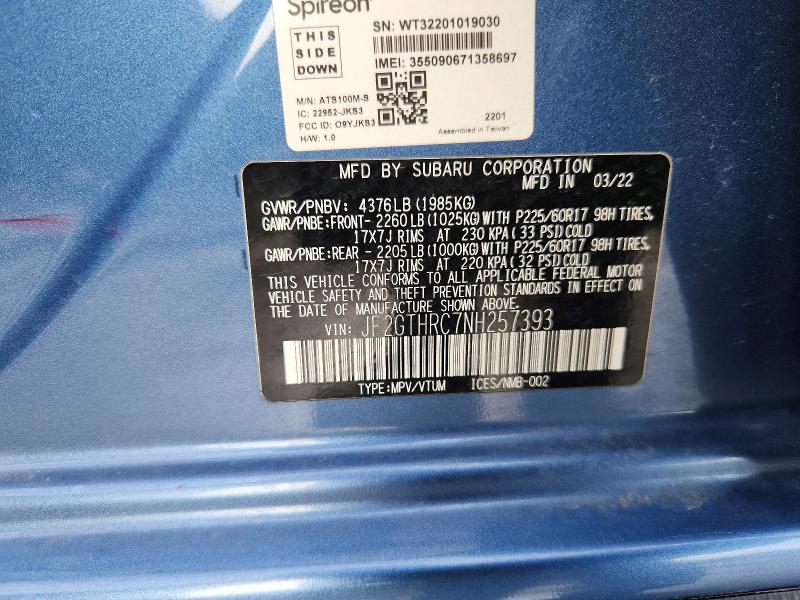 Продажа на аукционе авто 2022 Subaru Crosstrek, vin: JF2GTHRC7NH257393, номер лота: 47259536
