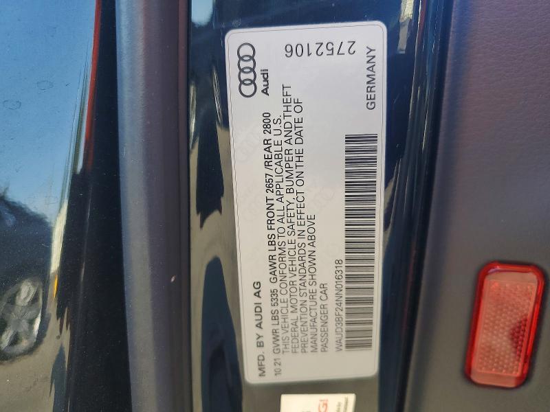 Aukcja sprzedaży 2022 Audi A6, vin: WAUD3BF24NN016318, numer aukcji: 46617976