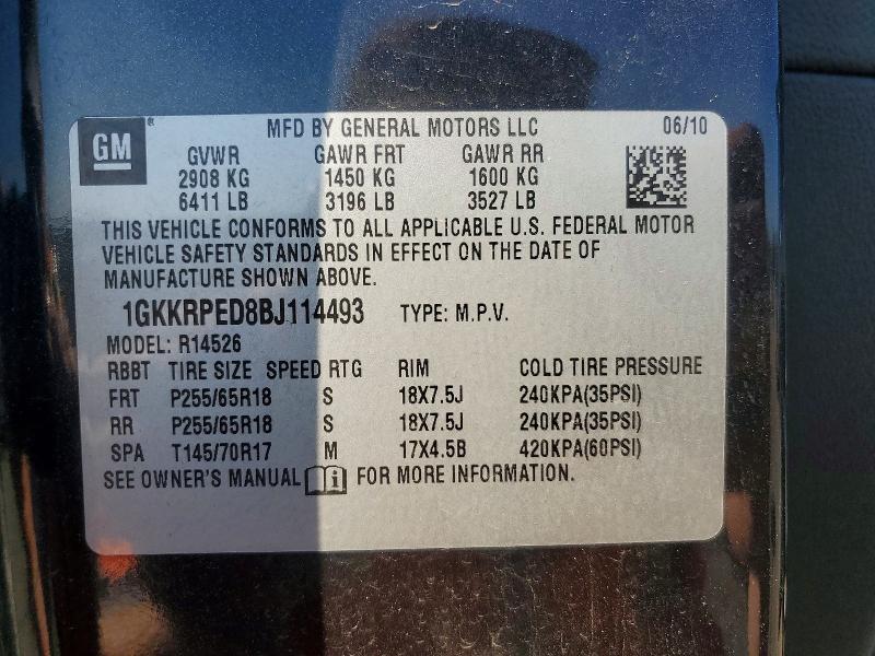 Aukcja sprzedaży 2011 Gmc Acadia, vin: 1GKKRPED8BJ114493, numer aukcji: 46456996
