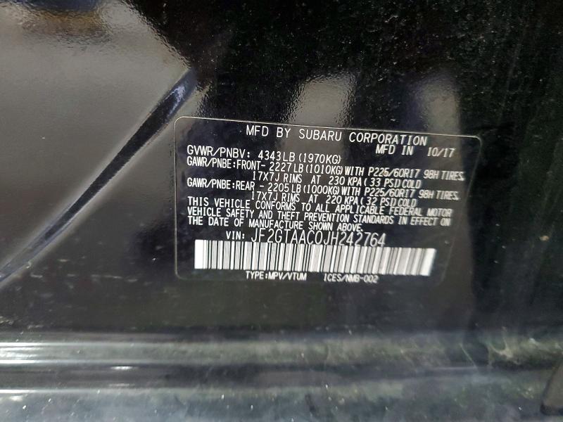 Продаж на аукціоні авто 2018 Subaru Cross Trek, vin: JF2GTAAC0JH242764, номер лоту: 45938886