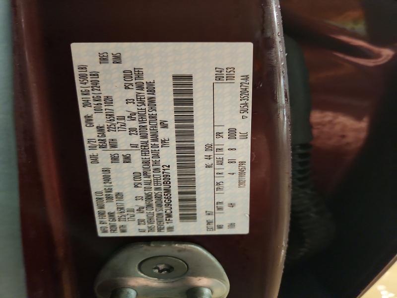 79720285 :رقم المزاد ، 1FMCU9G65MUB09712 vin ، 2021 Ford Escape مزاد بيع