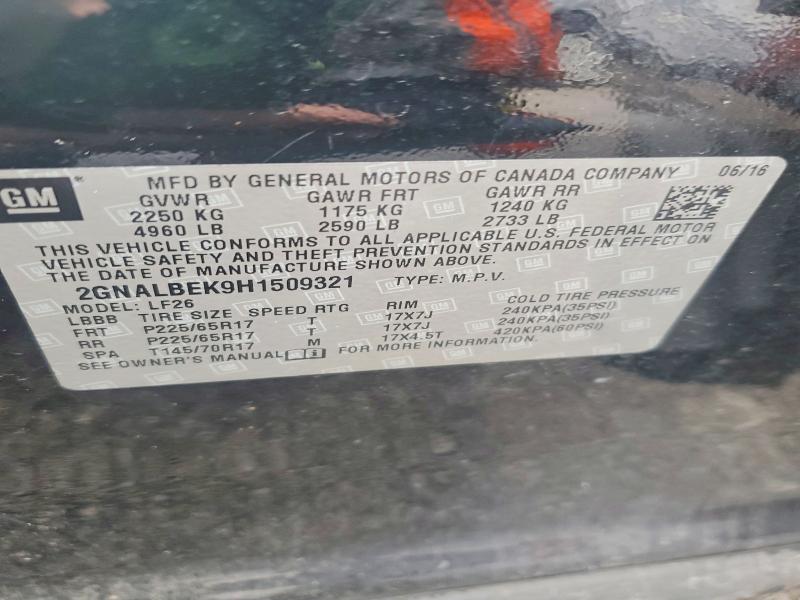 Продажа на аукционе авто 2017 Chevrolet Equinox, vin: 2GNALBEK9H1509321, номер лота: 79108825