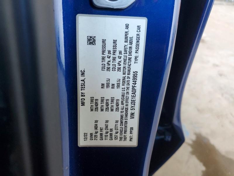 47229836 :رقم المزاد ، 5YJ3E1EA0PF449955 vin ، 2023 Tesla Model 3 مزاد بيع