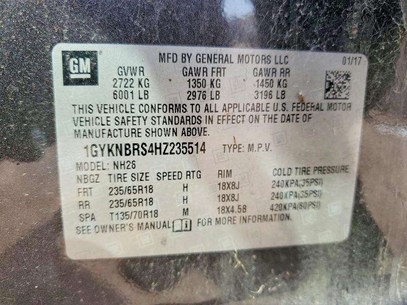 2017 Cadillac Xt5 მანქანა იყიდება აუქციონზე, vin: 1GYKNBRS4HZ235514, აუქციონის ნომერი: 46757036
