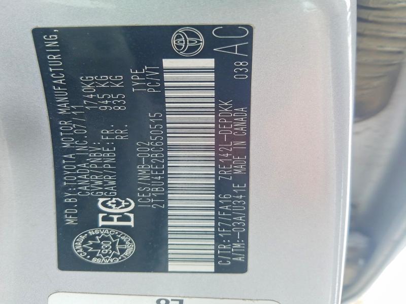 Aukcja sprzedaży 2011 Toyota Corolla, vin: 2T1BU4EE2BC650515, numer aukcji: 47620046
