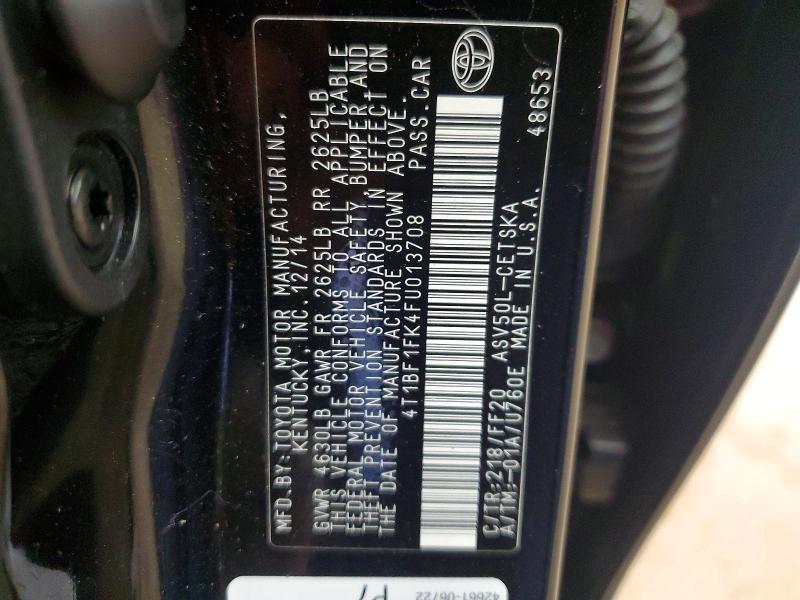 41968736 :رقم المزاد ، 4T1BF1FK4FU013708 vin ، 2015 Toyota Camry مزاد بيع