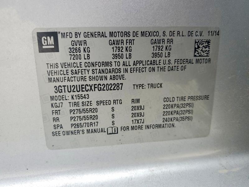 Продаж на аукціоні авто 2015 Gmc Sierra, vin: 3GTU2UECXFG202287, номер лоту: 79458555