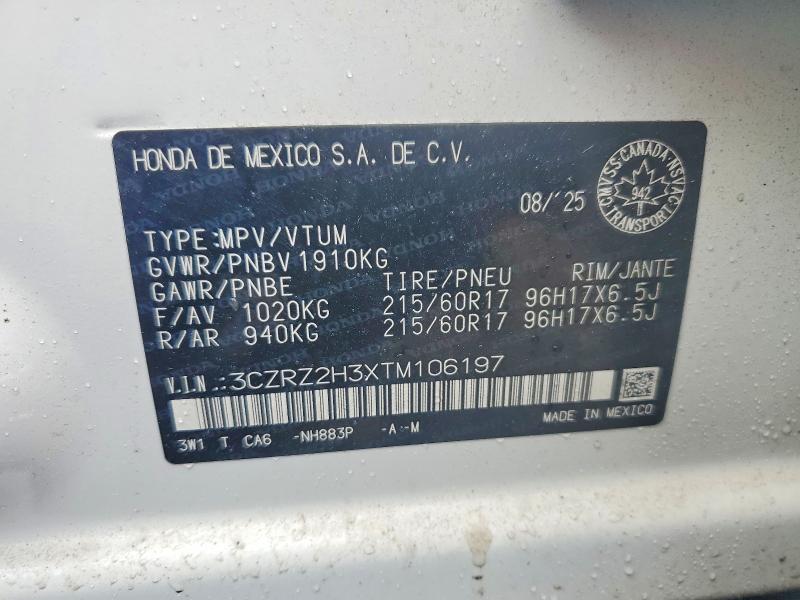 Aukcja sprzedaży 2026 Honda Hr-v, vin: 3CZRZ2H3XTM106197, numer aukcji: 41596656