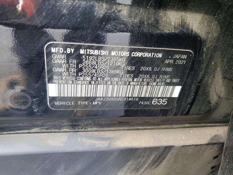 Aukcja sprzedaży 2022 Mitsubishi Outlander, vin: JA4J3VA85NZ014616, numer aukcji: 48389166