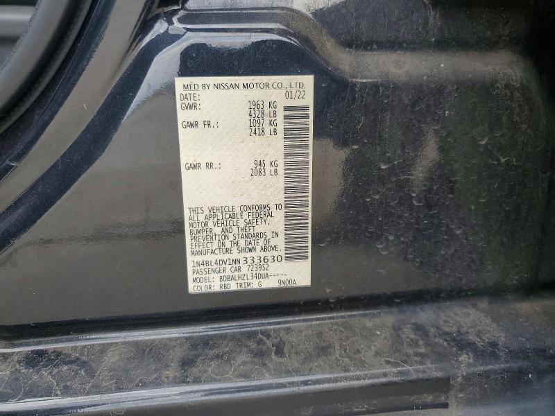 41823656 :رقم المزاد ، 1N4BL4DV1NN333630 vin ، 2022 Nissan Altima مزاد بيع