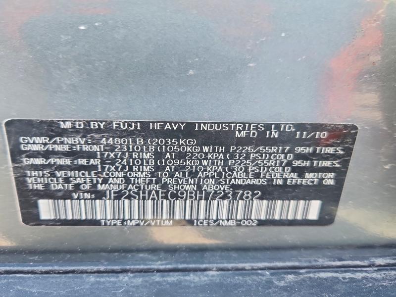 Продаж на аукціоні авто 2011 Subaru Forester, vin: JF2SHAEC9BH723782, номер лоту: 45583426