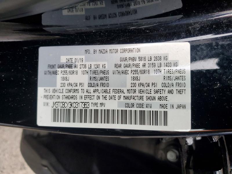 41794786 :رقم المزاد ، JM3TCBCY3K0317363 vin ، 2019 Mazda Cx-9 مزاد بيع