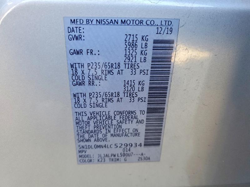 Auction sale of the 2020 Infiniti Qx60, vin: 5N1DL0MN4LC529934, lot number: 47649766
