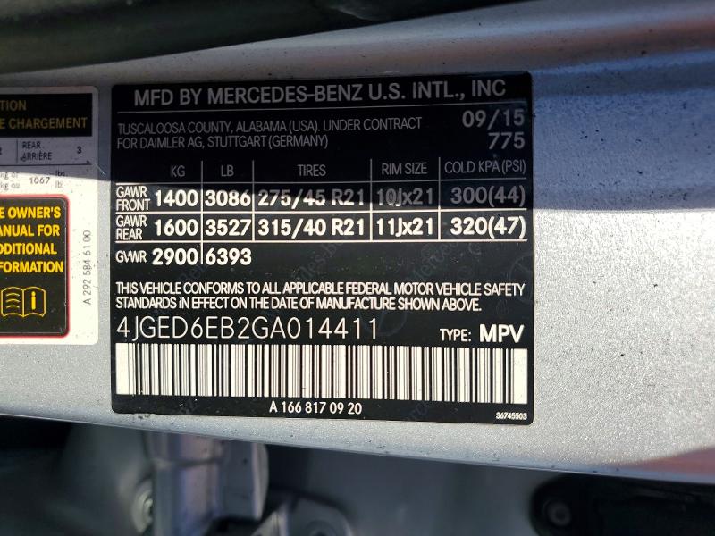 Продаж на аукціоні авто 2016 Mercedes-benz Gle Coupe, vin: 4JGED6EB2GA014411, номер лоту: 45596076