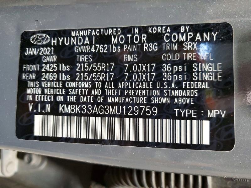 Aukcja sprzedaży 2021 Hyundai Kona Electric, vin: KM8K33AG3MU129759, numer aukcji: 41931676