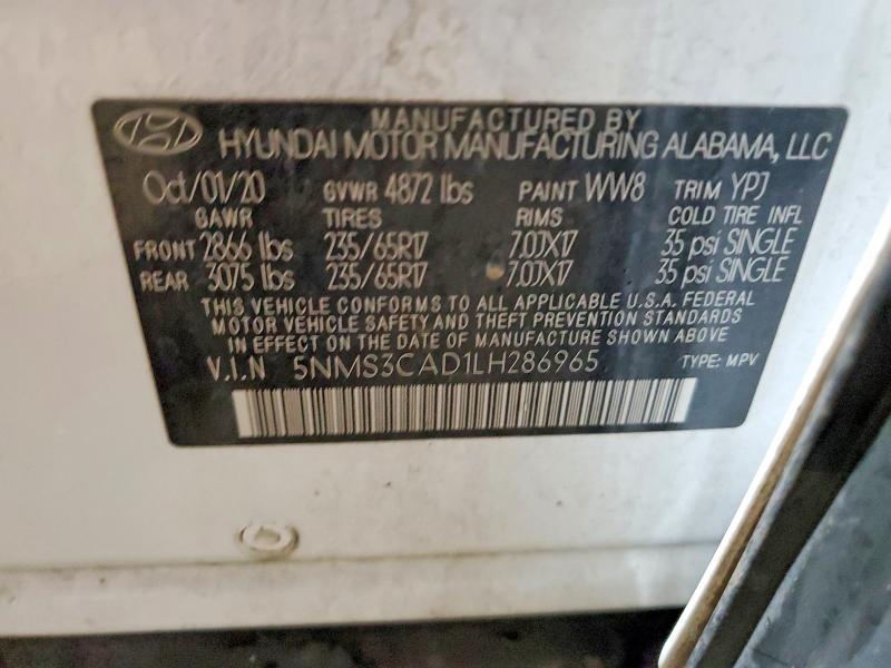 Продажа на аукционе авто 2020 Hyundai Santa Fe, vin: 5NMS3CAD1LH286965, номер лота: 46010346