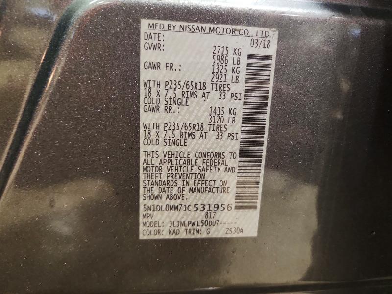 77955965 :رقم المزاد ، 5N1DL0MM7JC531956 vin ، 2018 Infiniti Qx60 مزاد بيع