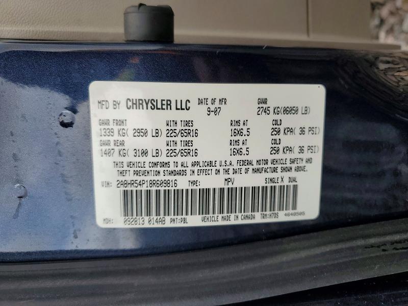 46050626 :رقم المزاد ، 2A8HR54P18R609816 vin ، 2008 Chrysler Town & Country مزاد بيع