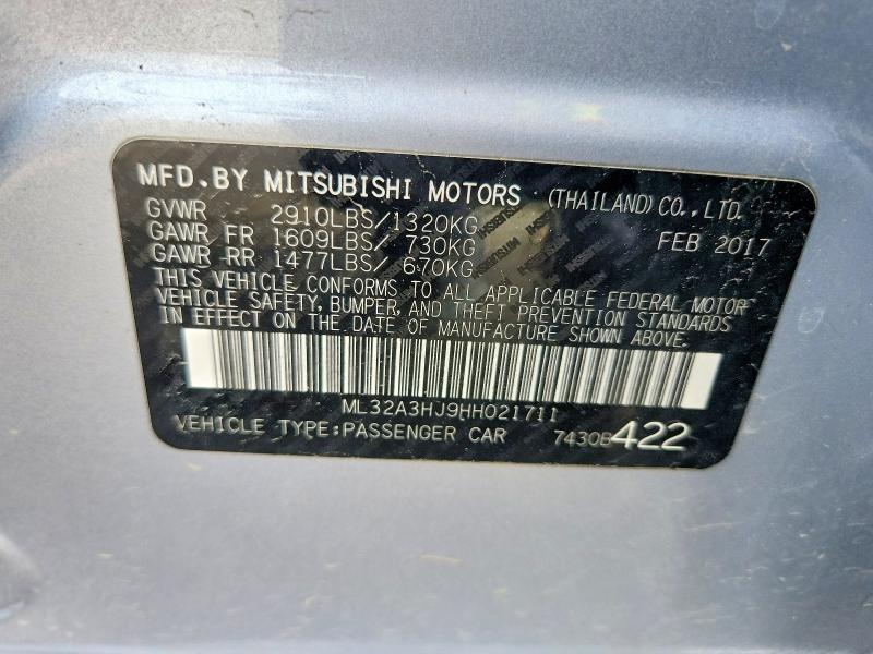 Продаж на аукціоні авто 2017 Mitsubishi Mirage, vin: ML32A3HJ9HH021711, номер лоту: 47579956