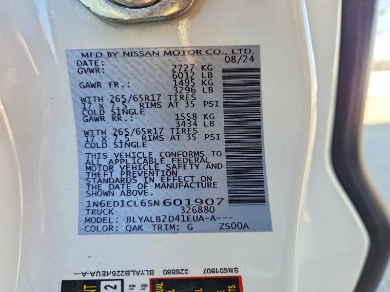 Aukcja sprzedaży 2025 Nissan Frontier, vin: 1N6ED1CL6SN601907, numer aukcji: 45490696
