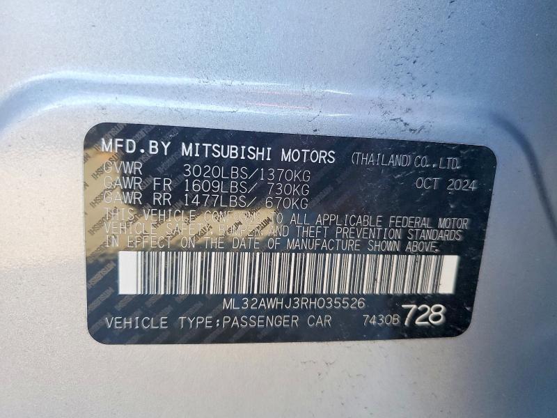 Продаж на аукціоні авто 2024 Mitsubishi Mirage, vin: ML32AWHJ3RH035526, номер лоту: 47198346