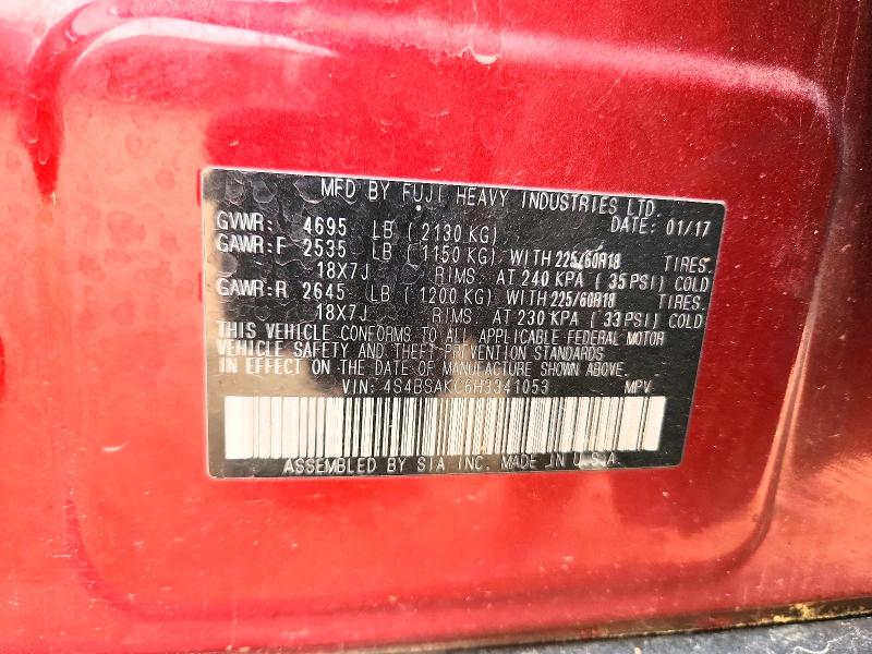 Aukcja sprzedaży 2017 Subaru Outback, vin: 4S4BSAKC6H3341053, numer aukcji: 46204786