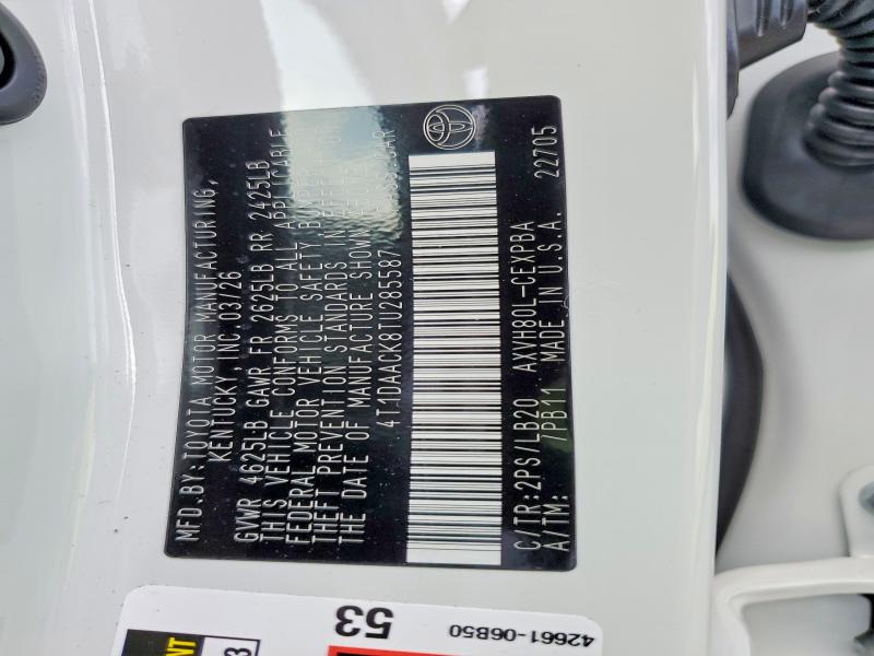 2026 Toyt Camry Hybrid მანქანა იყიდება აუქციონზე, vin: 4T1DAACK8TU285587, აუქციონის ნომერი: 48308146