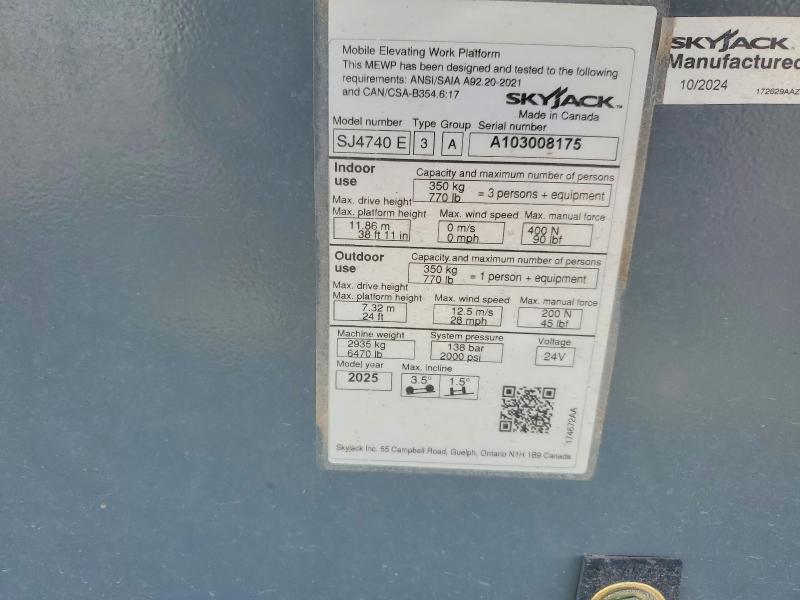 Продаж на аукціоні авто 2025 Skyjack Sj4732e, vin: A103008175, номер лоту: 47739856