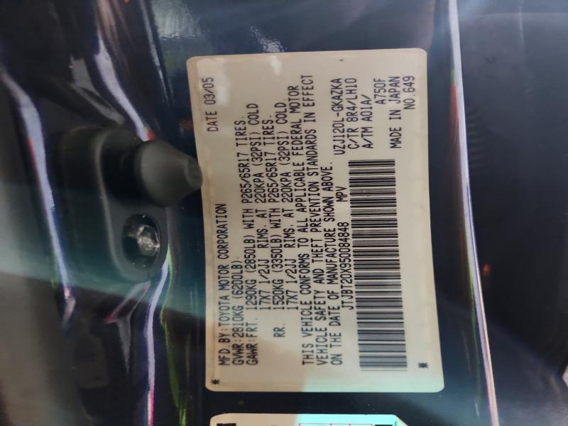 Aukcja sprzedaży 2005 Lexus Gx 470, vin: JTJBT20X950084848, numer aukcji: 48213796