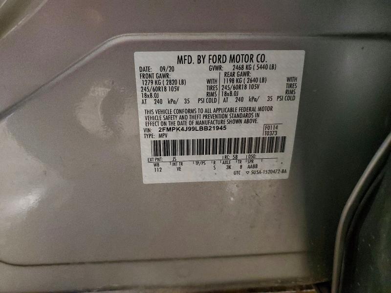 Продаж на аукціоні авто 2020 Ford Edge, vin: 2FMPK4J99LBB21945, номер лоту: 46836196