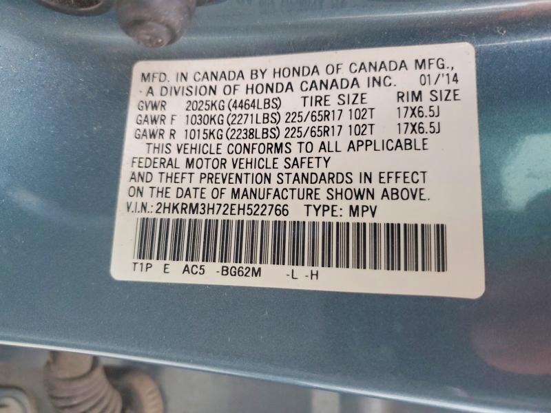 41819096 :رقم المزاد ، 2HKRM3H72EH522766 vin ، 2014 Honda Cr-v مزاد بيع