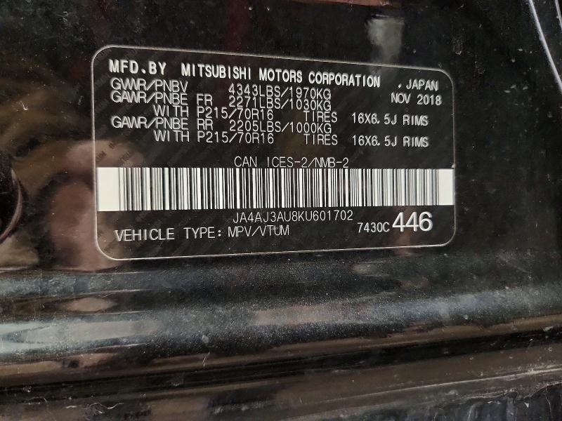 Aukcja sprzedaży 2019 Mitsubishi Rvr, vin: JA4AJ3AU8KU601702, numer aukcji: 47339596