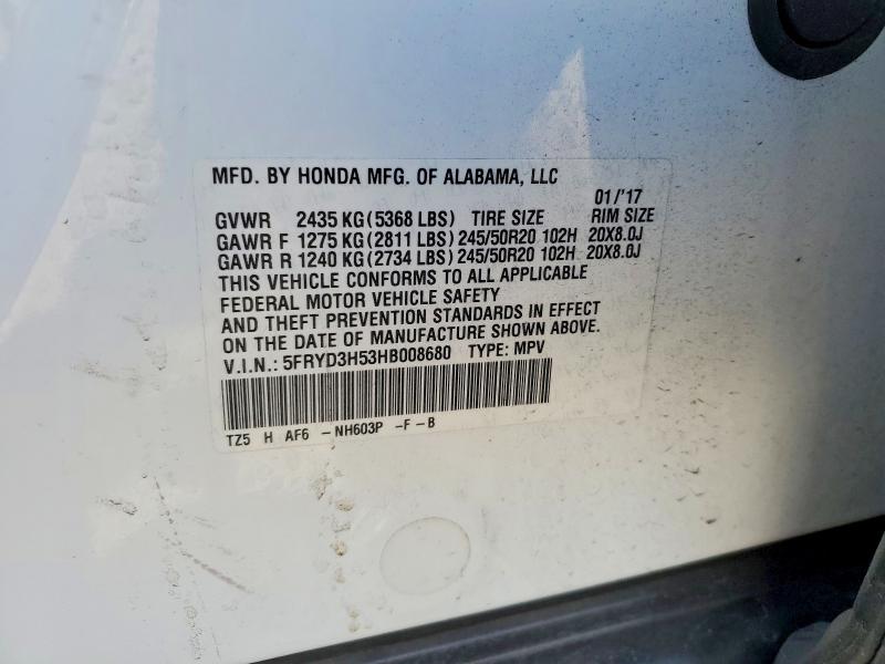 Aukcja sprzedaży 2017 Acura Mdx, vin: 5FRYD3H53HB008680, numer aukcji: 46707426