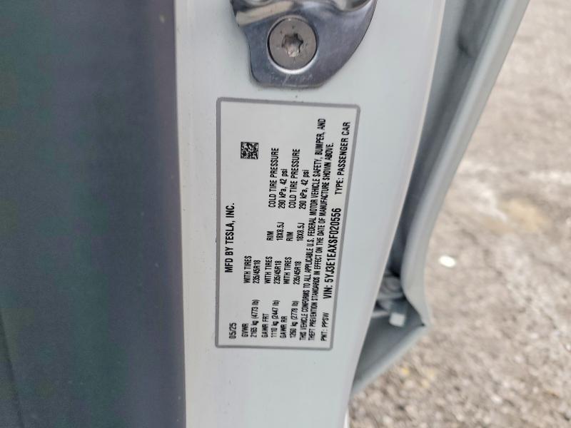 2025 Tesla 3 მანქანა იყიდება აუქციონზე, vin: 5YJ3E1EAXSF020556, აუქციონის ნომერი: 79980485