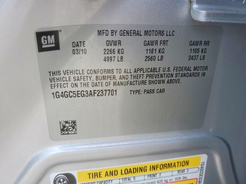 2010 Buick Lacrosse მანქანა იყიდება აუქციონზე, vin: 1G4GC5EG3AF237701, აუქციონის ნომერი: 41712076