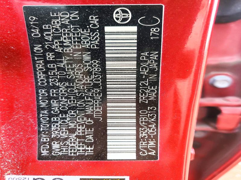 46862716 :رقم المزاد ، JTDEPRAE9LJ037899 vin ، 2020 Toyota Corolla مزاد بيع