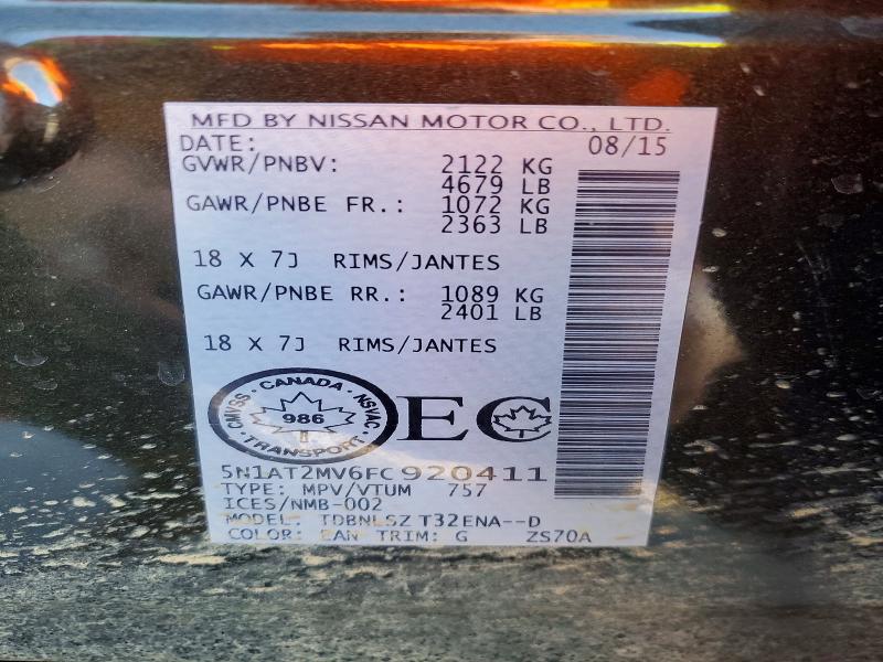 79604365 :رقم المزاد ، 5N1AT2MV6FC920411 vin ، 2015 Nissan Rogue مزاد بيع