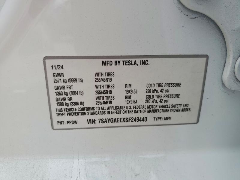 Aukcja sprzedaży 2025 Tesla Model Y, vin: 7SAYGAEEXSF249440, numer aukcji: 79603725