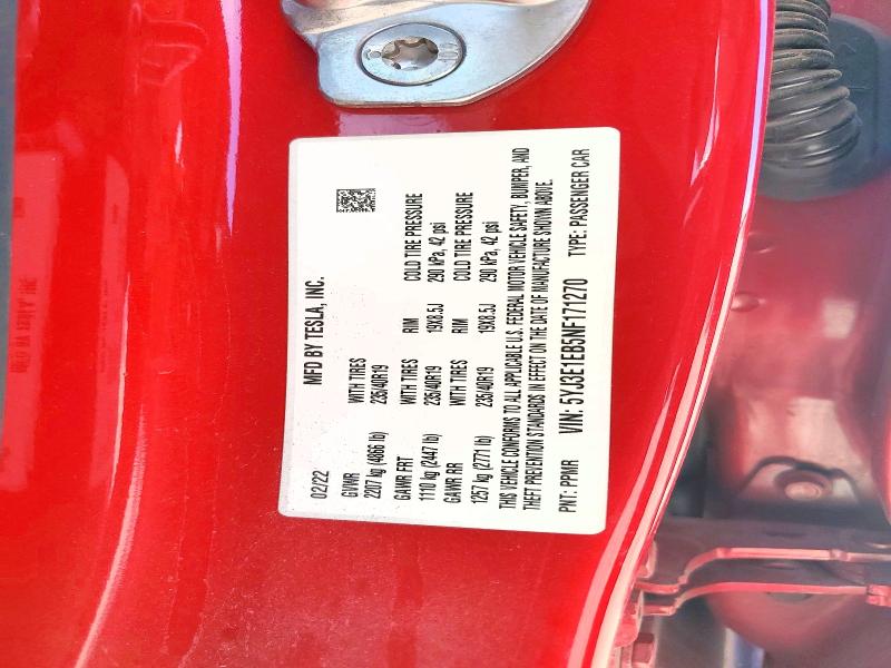 Продажа на аукционе авто 2022 Tesla Model 3, vin: 5YJ3E1EB5NF171270, номер лота: 79482685