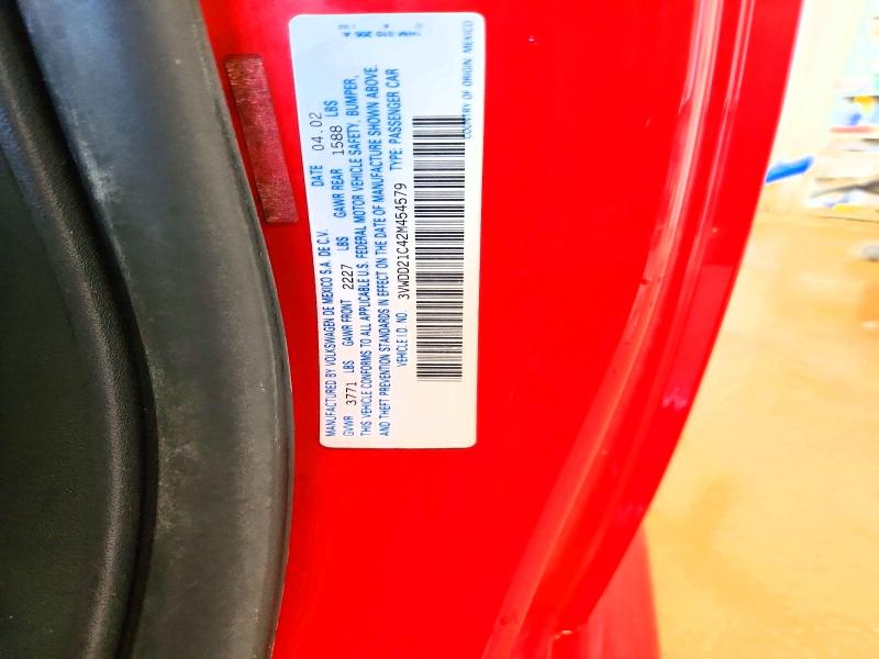 Aukcja sprzedaży 2002 Volkswagen New Beetle, vin: 3VWDD21C42M454579, numer aukcji: 46366276
