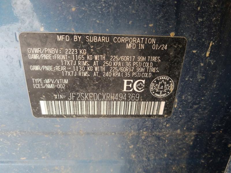 Aukcja sprzedaży 2024 Subaru Forester, vin: JF2SKEDCXRH494369, numer aukcji: 75897875