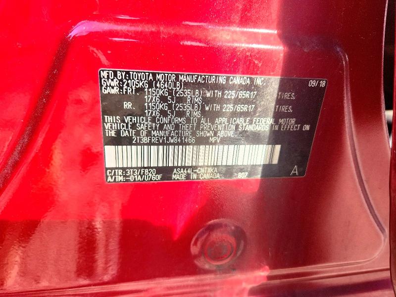 2018 Toyota Rav4 მანქანა იყიდება აუქციონზე, vin: 2T3BFREV1JW841466, აუქციონის ნომერი: 47427706