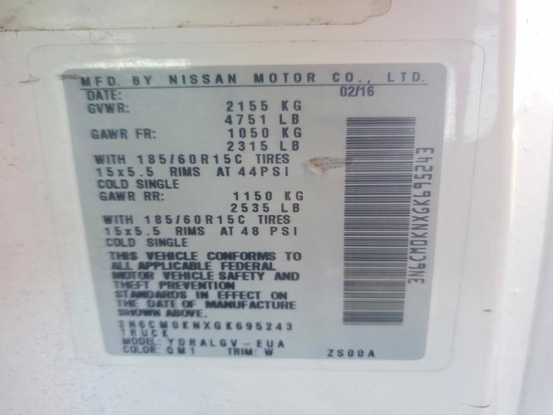 Продаж на аукціоні авто 2016 Nissan Nv200, vin: 3N6CM0KNXGK695243, номер лоту: 45986426