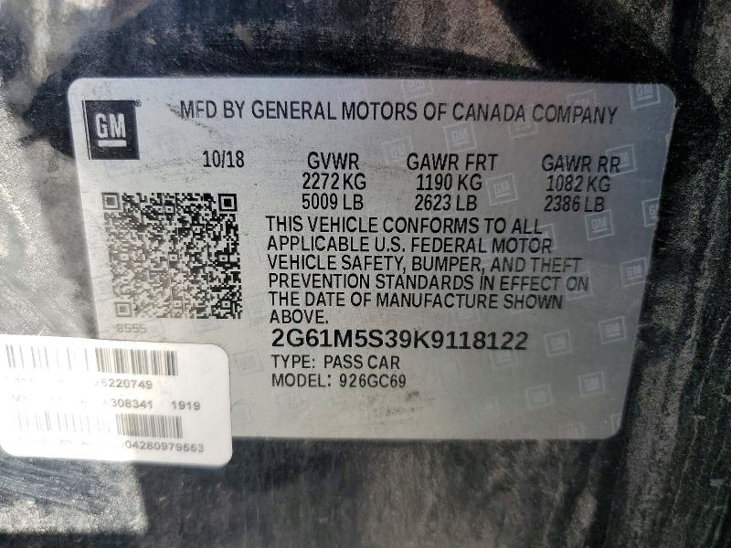 Aukcja sprzedaży 2019 Cadillac Xts, vin: 2G61M5S39K9118122, numer aukcji: 45594216